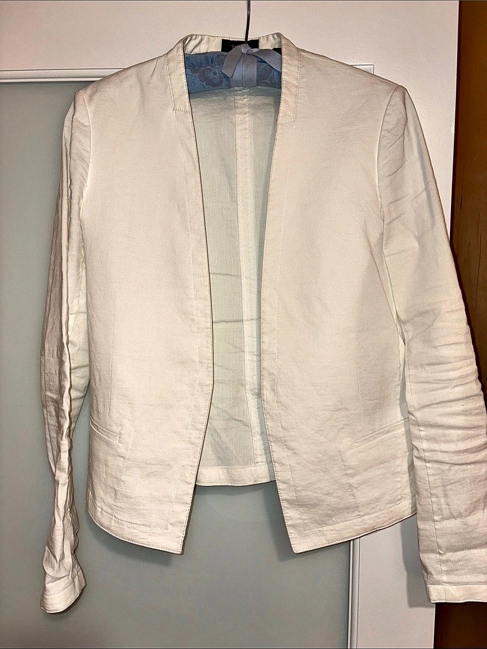 Theory Linen Blend Blazer in White Size 8